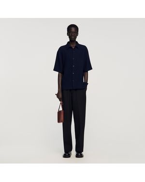 Sandro Textured Shark Collar Shirt - Blue