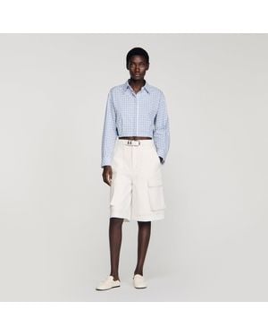 Sandro Wide-Leg Cotton Bermuda Shorts - White