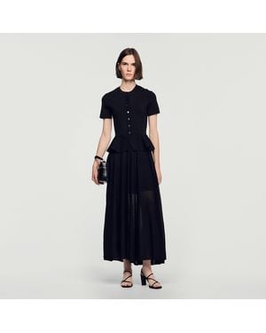 Sandro Peplum Knit Maxi Dress - Black