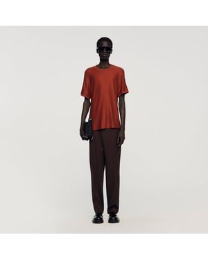 Sandro Piqué-Effect T-Shirt - Red