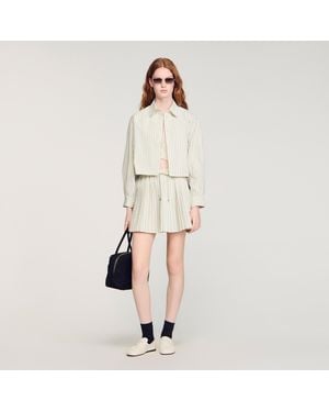 Sandro Striped Rhinestone Shirt - Natural