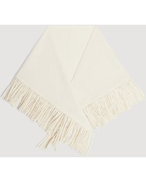 Sandro Fringed Wool Triangle Scarf - White