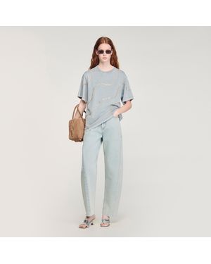 Sandro Rhinestone T-Shirt - Blue