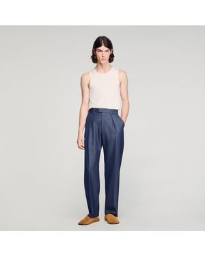 Sandro Pleated-Effect Trousers - Blue