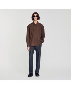 Sandro Oversized Cotton Shirt - Brown