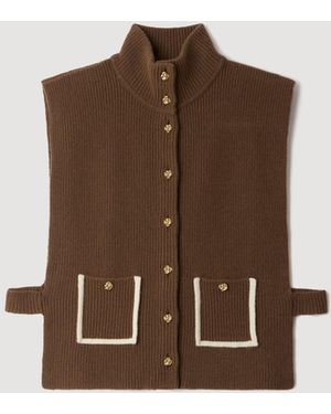 Sandro Wool And Cashmere Standing Collar - Brown