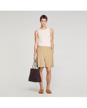 Sandro Link Print Floaty Shorts - Natural