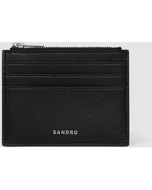 Sandro Reconstituted Leather Card Holder - Black