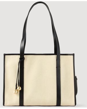 Sandro Canvas Shopping Bag - Natural