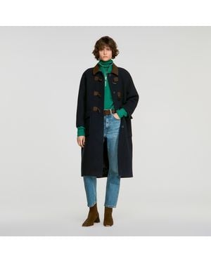 Sandro Double-Faced Wool Duffel Coat - Green