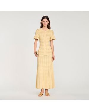 Sandro Rhinestone Knit Maxi Dress - Metallic