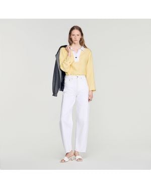 Sandro Striped Cotton Top - White