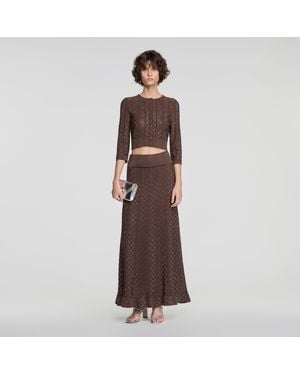 Sandro Cardigan court à strass - Marron