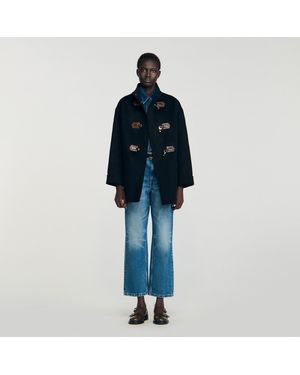 Sandro Oversized Pea Coat - Blue
