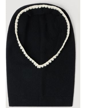 Sandro Ribbed Knit Balaclava - Black
