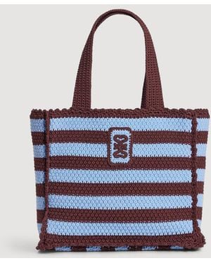 Sandro Striped Crochet Bag - Blue