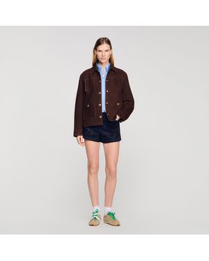 Sandro Suede Jacket - Black