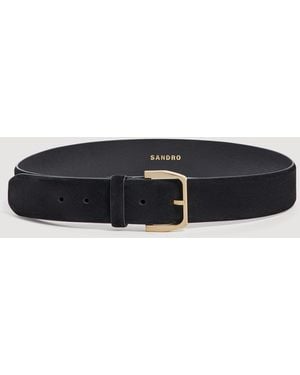 Sandro Leather Belt With Metal Buckle - Black