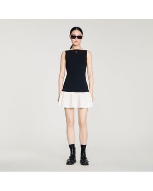 Sandro Two-Tone Short Dress - Black