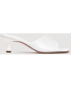 Sandro Smooth Leather Heeled Mules - White