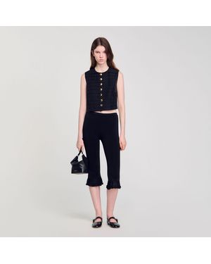Sandro Pleated Crop Top - Blue