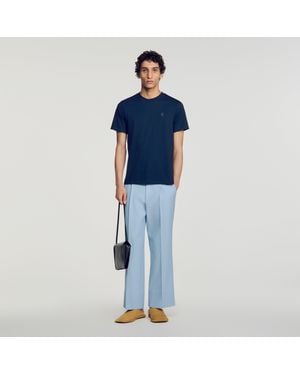 Sandro Cotton Logo T-Shirt - Blue