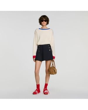 Sandro Pull en laine à col rond contrasté - Multicolore
