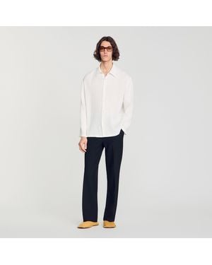 Sandro Loose-Fit Shirt Pleated Effect - White