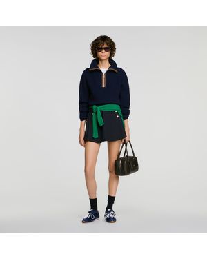 Sandro Wool And Cashmere Half-Zip Jumper - Blue