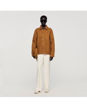 Sandro Square Cross Denim Jacket - Brown