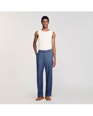 Sandro Chambray Trousers - Blue