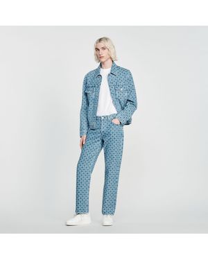 Sandro Square Cross Straight-leg Jeans - Blue