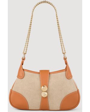 Sandro Janet Canvas And Leather Bag - Natural