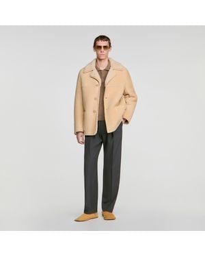 Sandro Shearling Jacket - Natural