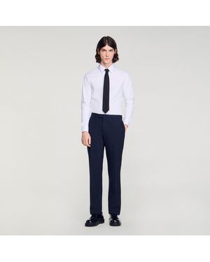Sandro Micro-Check Suit Trousers - Blue