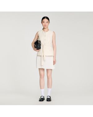 Sandro Two-Material Short Dress - Natural