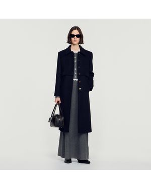 Sandro In-1 Effect Wool Coat - Blue
