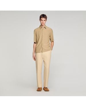 Sandro Loose-Fit Chain Link Print Shirt - Natural