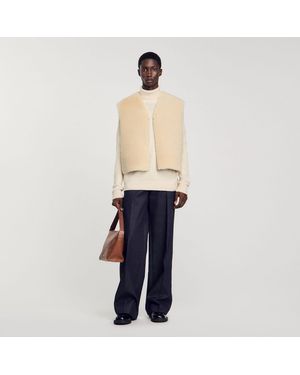 Sandro Sleeveless Shearling Cardigan - Blue