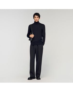 Sandro Pull à col roulé en laine homme - Noir