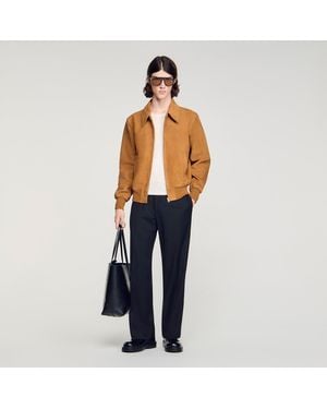 Sandro Goat Leather Jacket - Blue