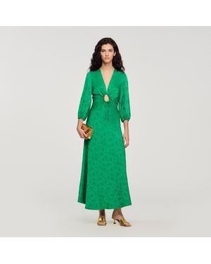 Sandro Floral Jacquard Maxi Dress - Green