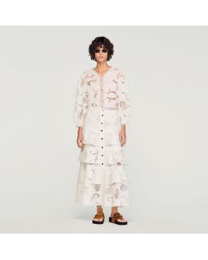Sandro Long Openwork Cotton Skirt - Multicolour
