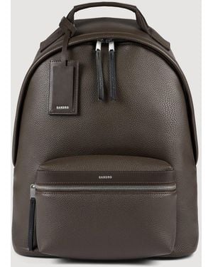 Sandro Coated Canvas Backpack - Brown
