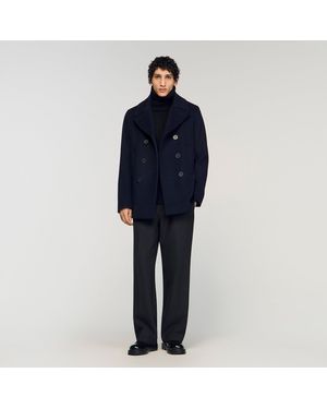 Sandro Wool Pea Coat - Blue