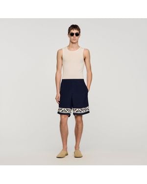 Sandro Contrast Pattern Floaty Shorts - Blue
