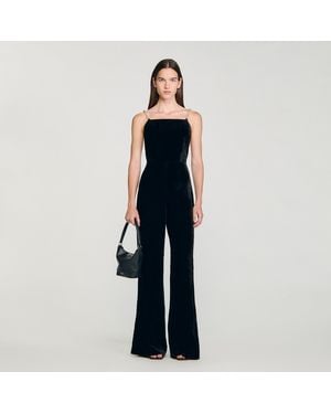 Sandro Velvet Jumpsuit - Blue