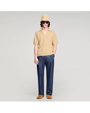 Sandro Jute-Effect Polo Shirt - Blue