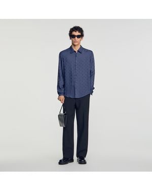 Sandro Square Cross Loose-Fit Shirt - Blue