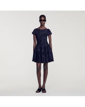 Sandro Floral Jacquard Knit Dress - Blue
